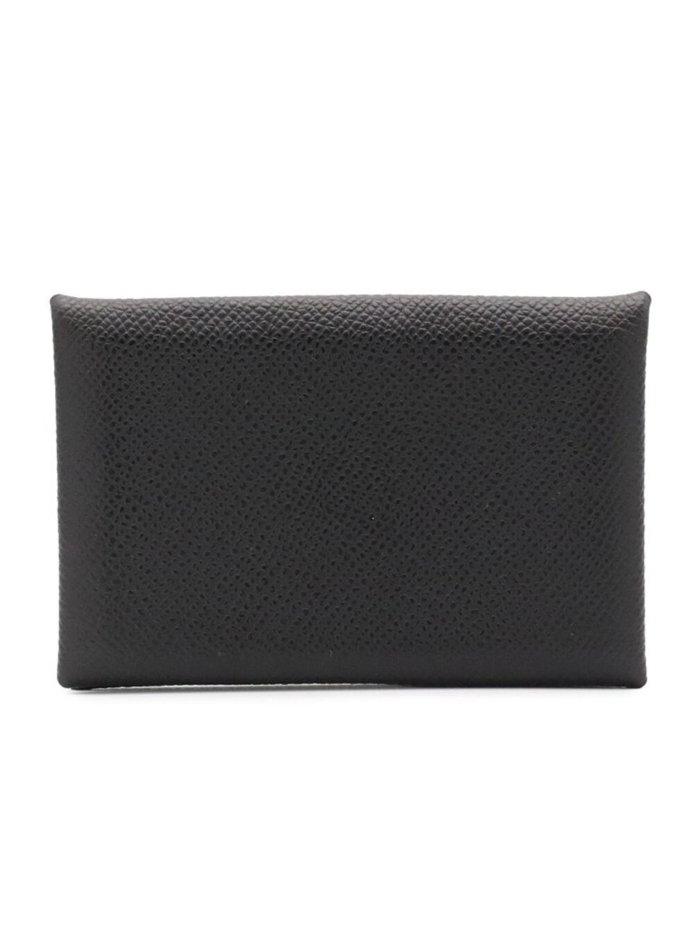 Hermes Calvi Card Case Business Leather Black Silver